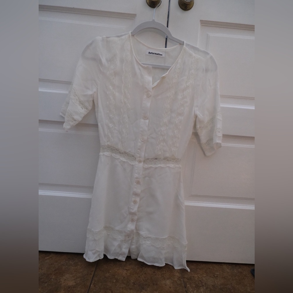 Reformation White Lace Dress